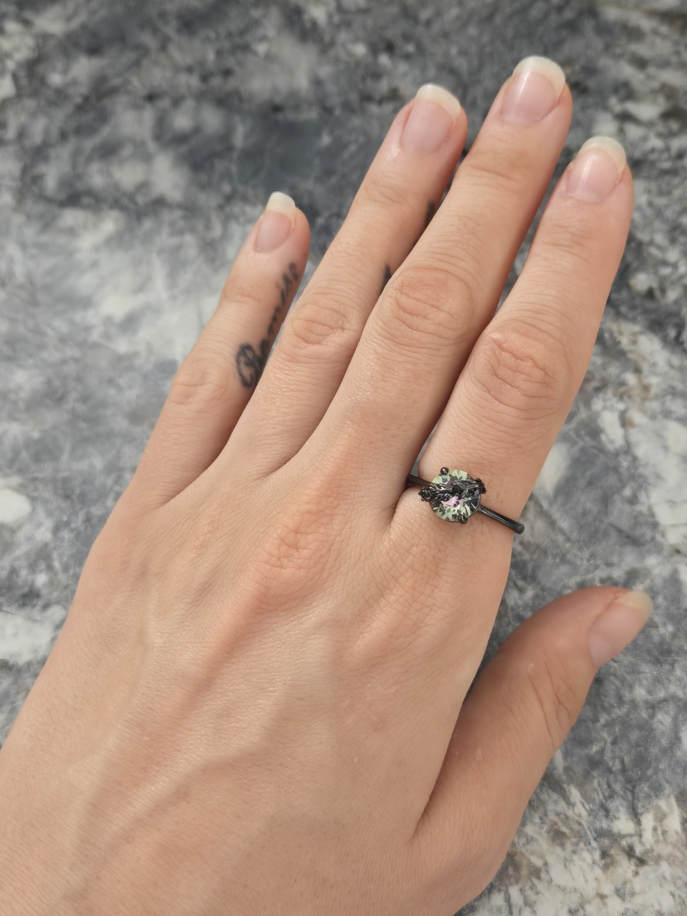 Black Solitaire Gothic Branch Ring